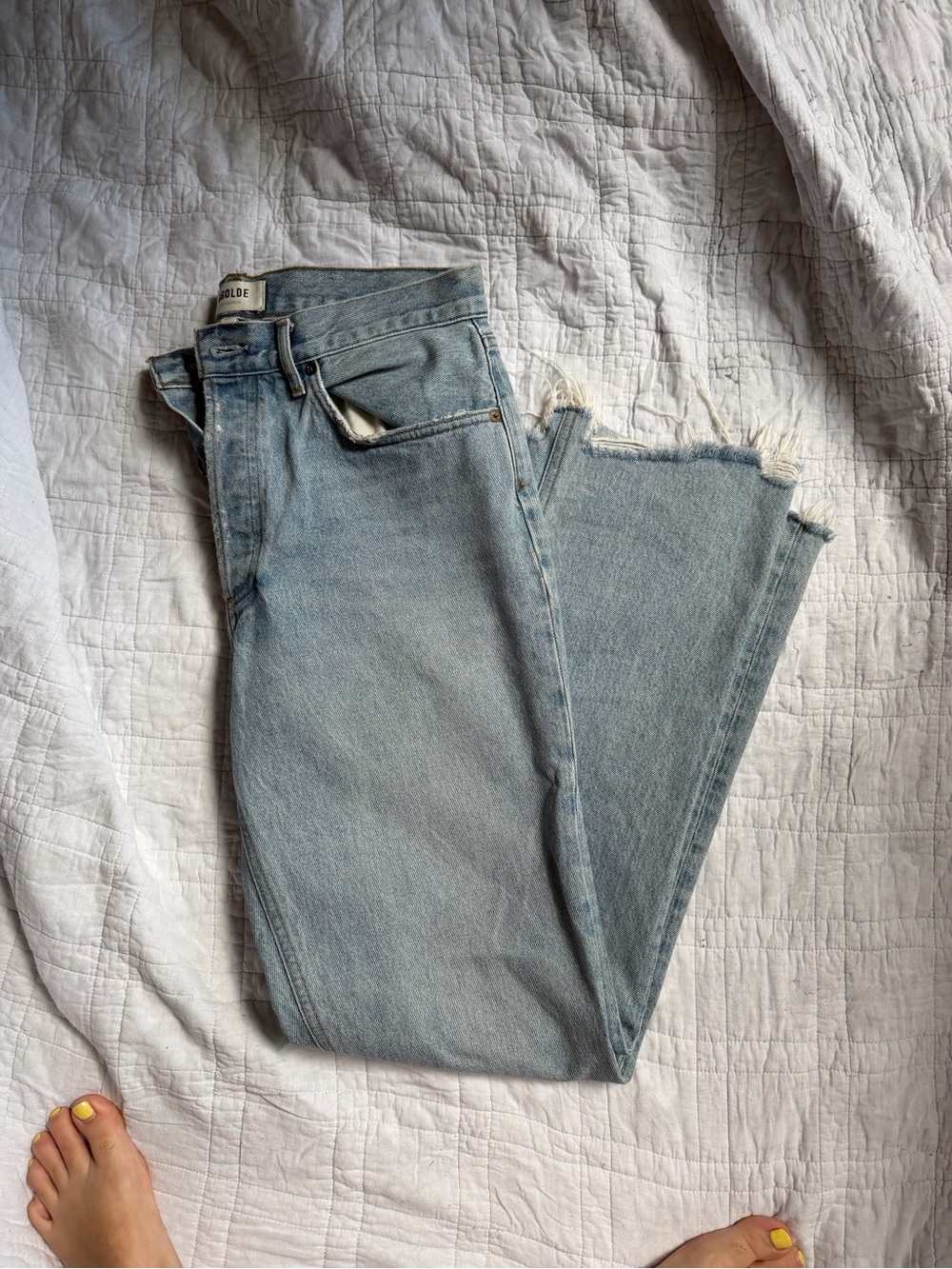 High-Rise Straight Leg Women's Jeans in Light Blue - Picture 4 of 6